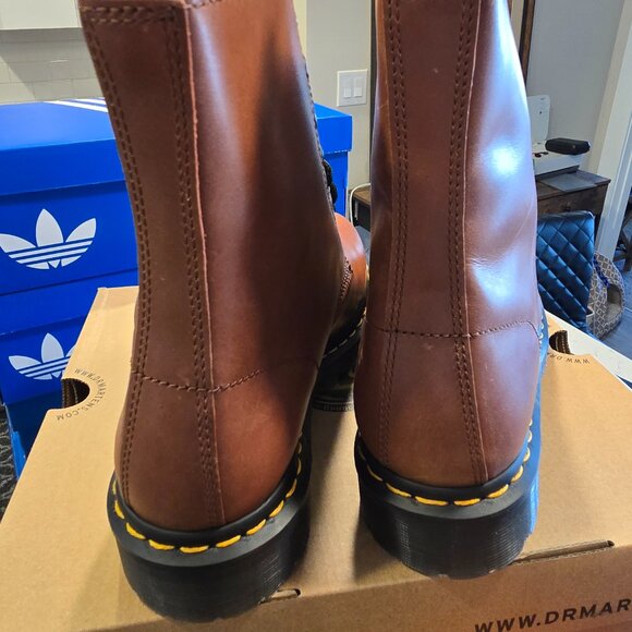 Dr Martens 1460 Serena Fur Lined DMS Saddle Tan Leather Combat Boots Mens SZ 10 - Picture 5 of 9